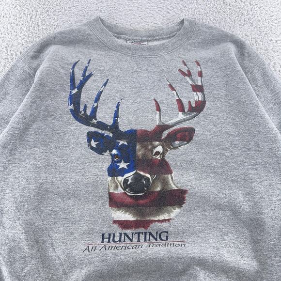 Pluma Sweatshirt Mens L Patriotic Deer American Tradition USA Crewneck Hunting - Picture 1 of 10